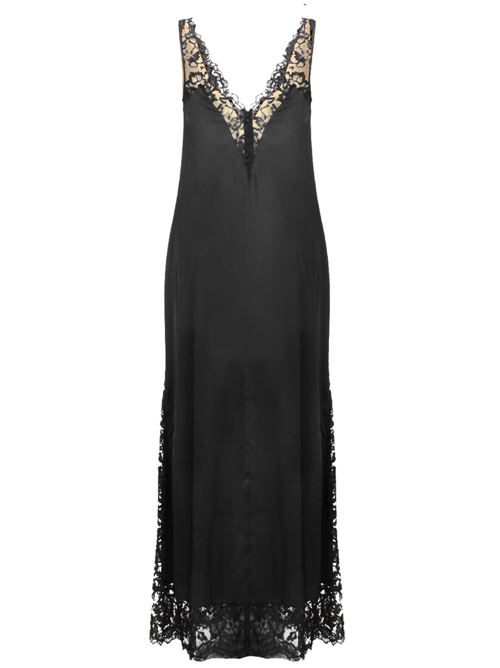 Black satin finish lace woman dress NEW ARRIVALS | NA00302610482NOIR